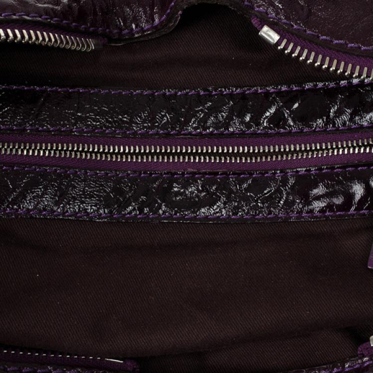 Pre Owned Chloe Dark Purple Leather Paddington Tote