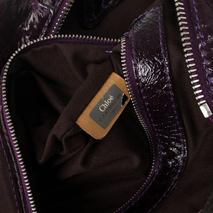 Pre Owned Chloe Dark Purple Leather Paddington Tote