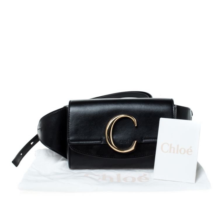 Pre Owned Chloe Black Leather and Suede C Belt Bag             