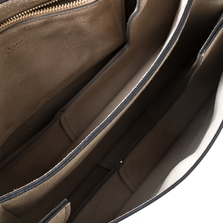 Pre Owned Chloe Taupe Leather and Suede Faye Shoulder Bag
