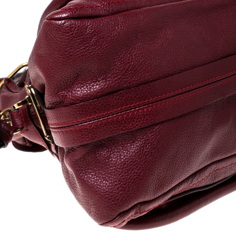 Pre Owned Chloe Burgundy Leather Medium Paraty Shoulder Bag