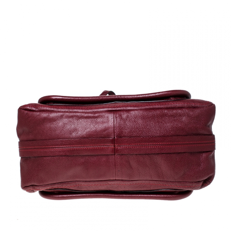 Pre Owned Chloe Burgundy Leather Medium Paraty Shoulder Bag
