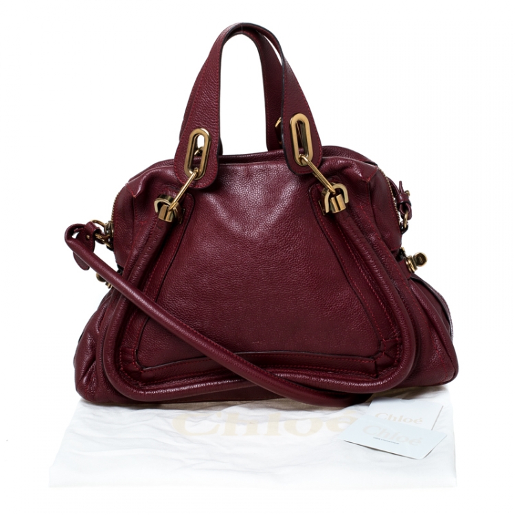 Pre Owned Chloe Burgundy Leather Medium Paraty Shoulder Bag