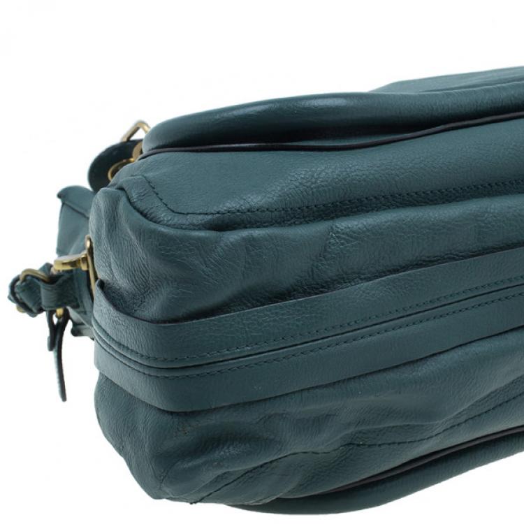 Pre Owned Chloe Sea Blue Leather Large Paraty Bag