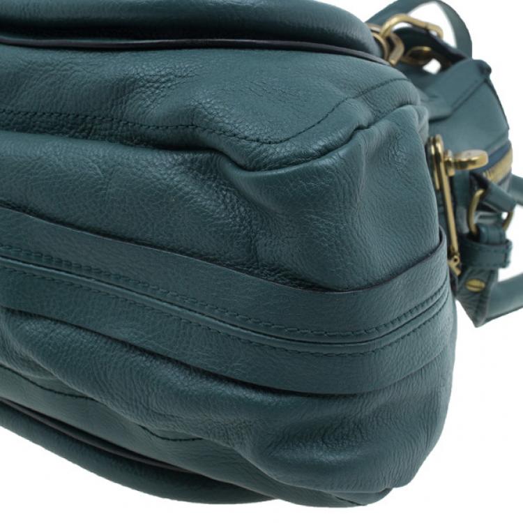 Pre Owned Chloe Sea Blue Leather Large Paraty Bag