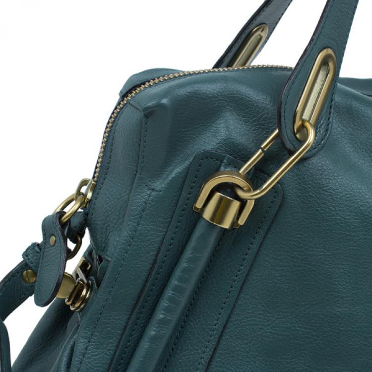 Pre Owned Chloe Sea Blue Leather Large Paraty Bag