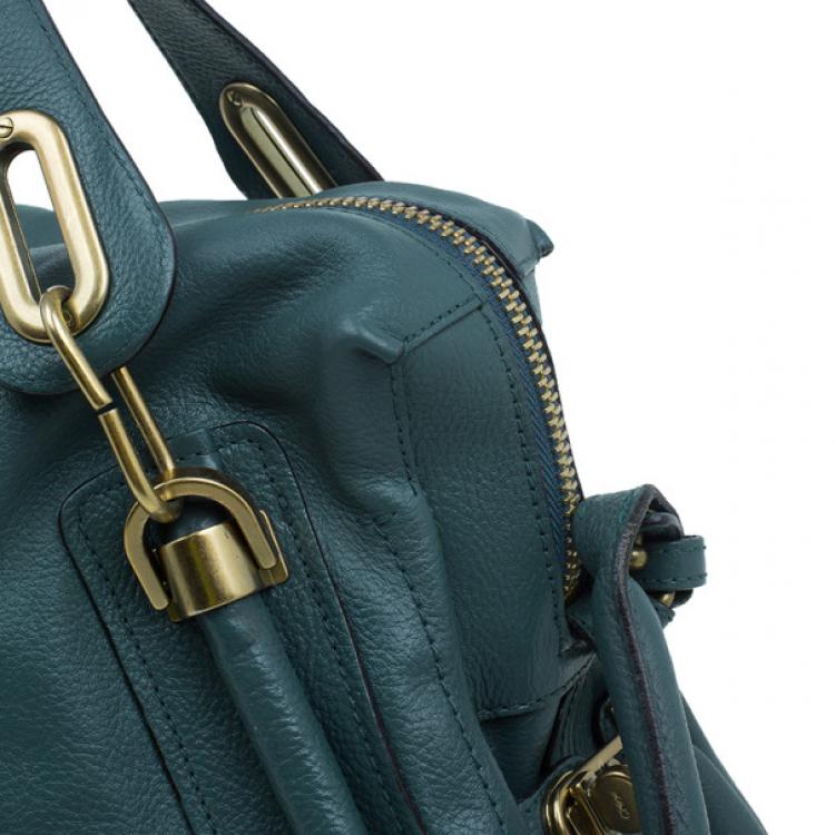 Pre Owned Chloe Sea Blue Leather Large Paraty Bag