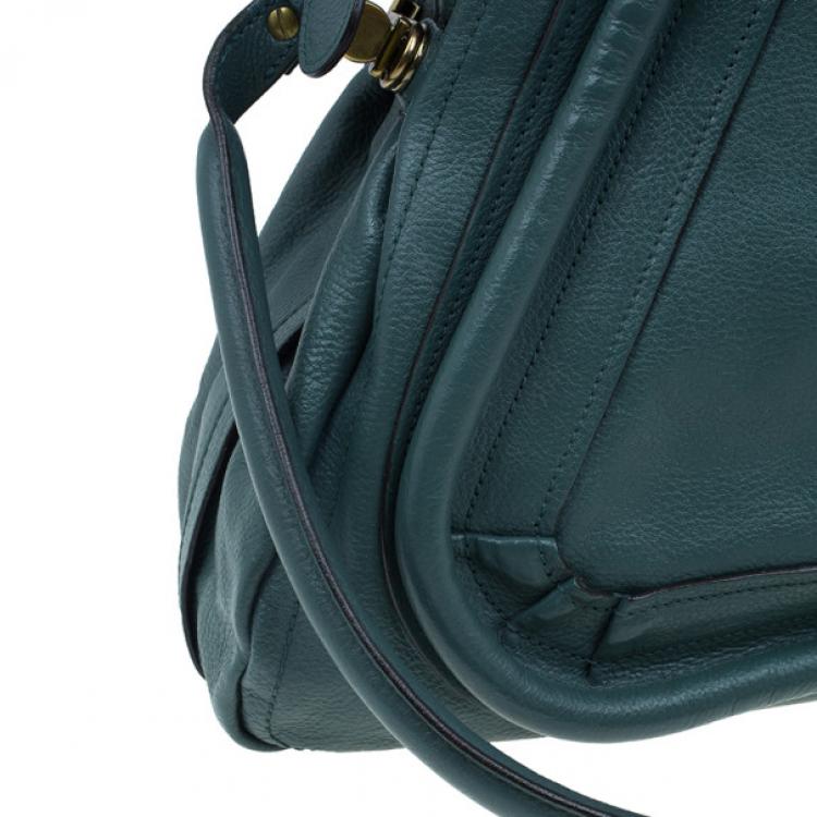 Pre Owned Chloe Sea Blue Leather Large Paraty Bag