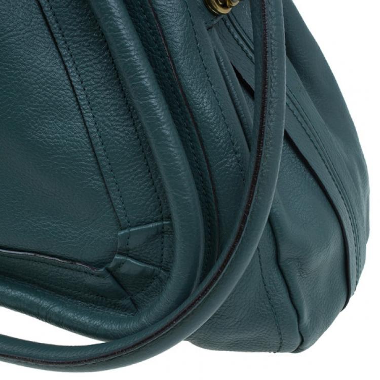 Pre Owned Chloe Sea Blue Leather Large Paraty Bag