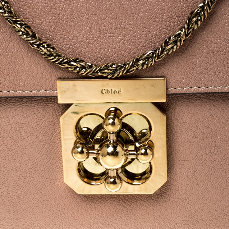 Pre Owned Chloe Beige Leather Medium Elsie Shoulder Bag
