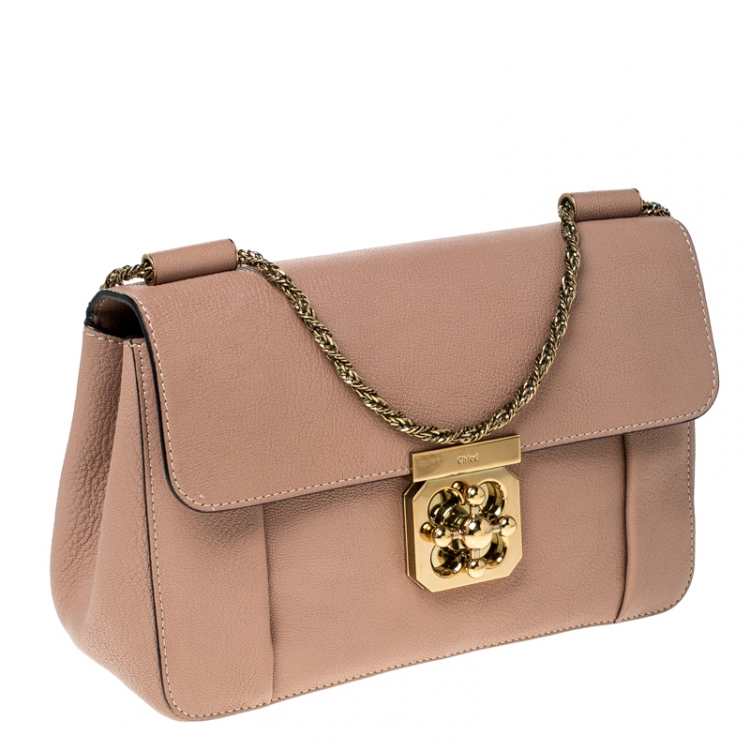 Pre Owned Chloe Beige Leather Medium Elsie Shoulder Bag