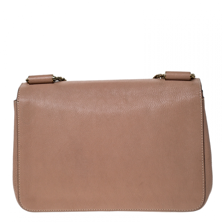 Pre Owned Chloe Beige Leather Medium Elsie Shoulder Bag