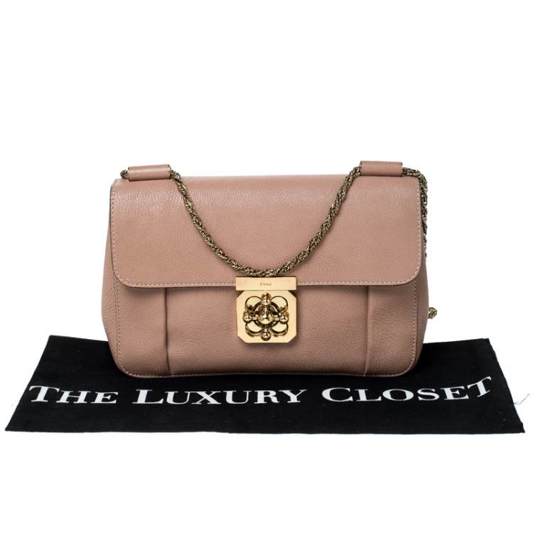 Pre Owned Chloe Beige Leather Medium Elsie Shoulder Bag