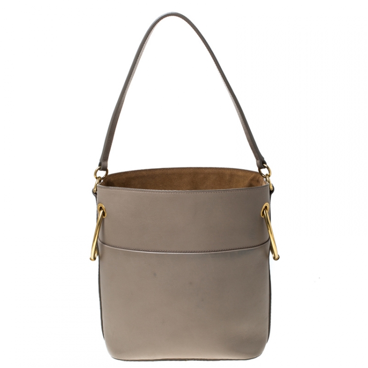 Pre Owned Chloe Grey Leather and Canvas Roy Bucket Bag