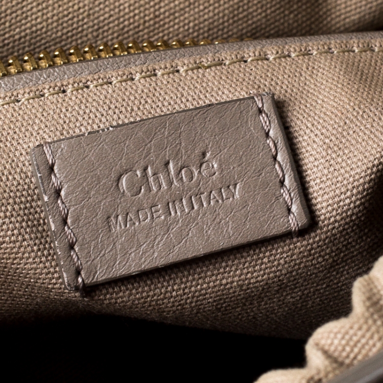 Pre Owned Chloe Grey Leather and Canvas Roy Bucket Bag