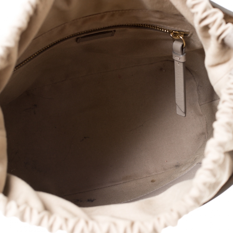 Pre Owned Chloe Grey Leather and Canvas Roy Bucket Bag