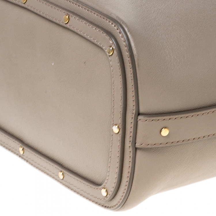 Pre Owned Chloe Grey Leather and Canvas Roy Bucket Bag