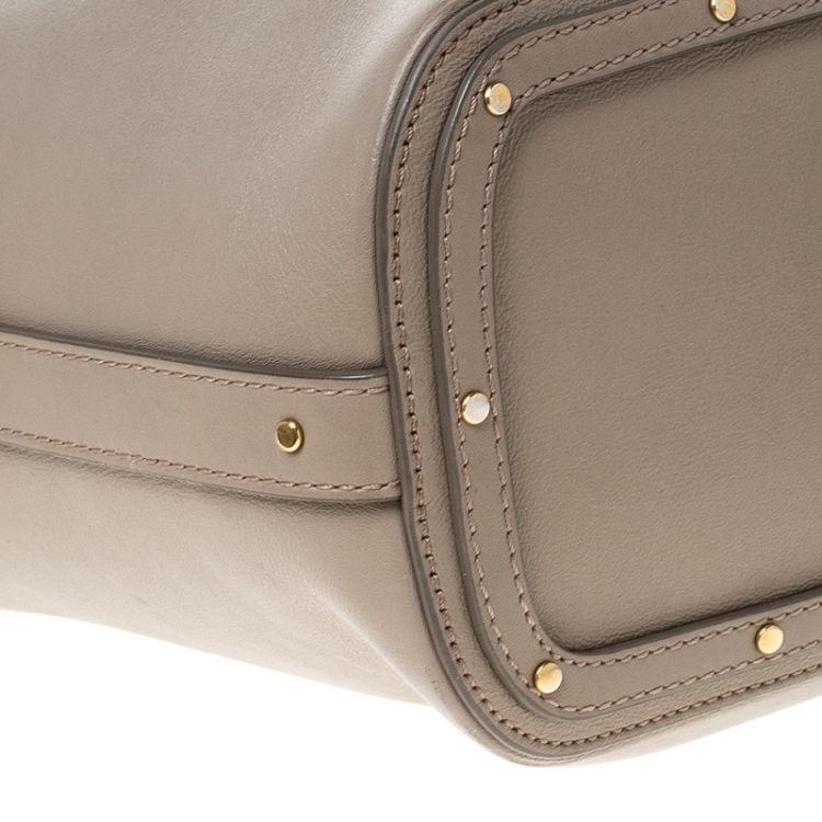 Pre Owned Chloe Grey Leather and Canvas Roy Bucket Bag