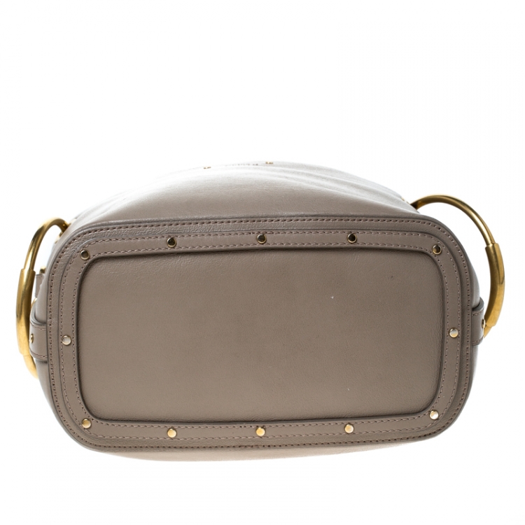 Pre Owned Chloe Grey Leather and Canvas Roy Bucket Bag