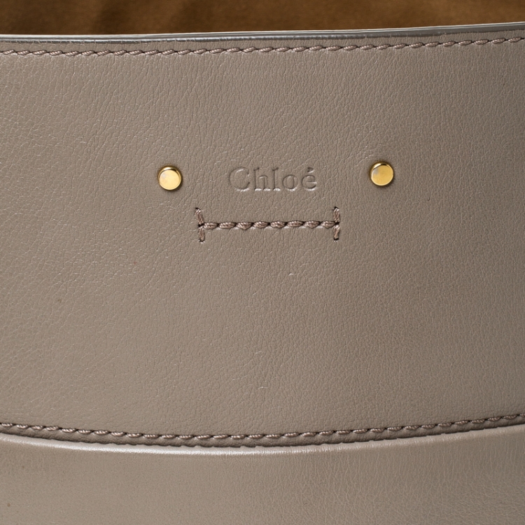 Pre Owned Chloe Grey Leather and Canvas Roy Bucket Bag