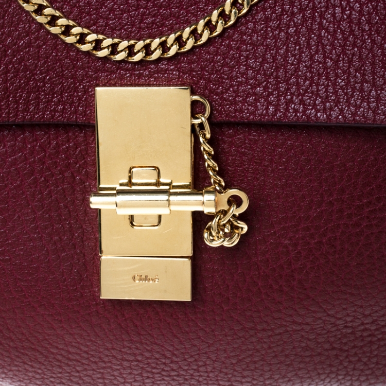 Pre Owned Chloe Burgundy Leather Medium Drew Shoulder Bag