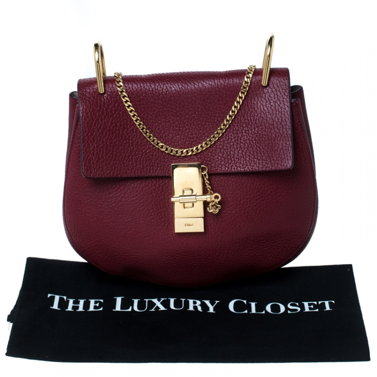 Pre Owned Chloe Burgundy Leather Medium Drew Shoulder Bag
