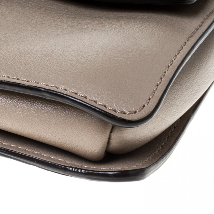 Pre Owned Chloe Taupe Leather and Suede Small Faye Shoulder Bag