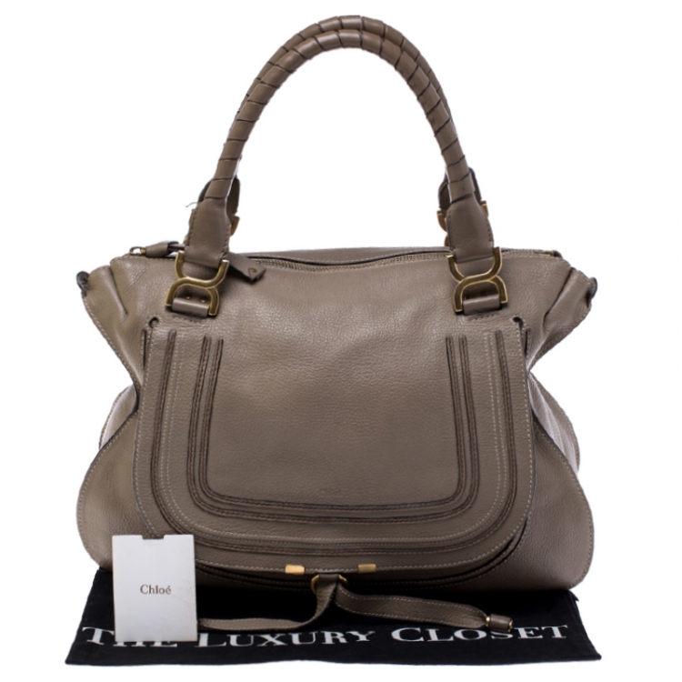 Pre Owned Chloe Beige Leather Large Marcie Satchel