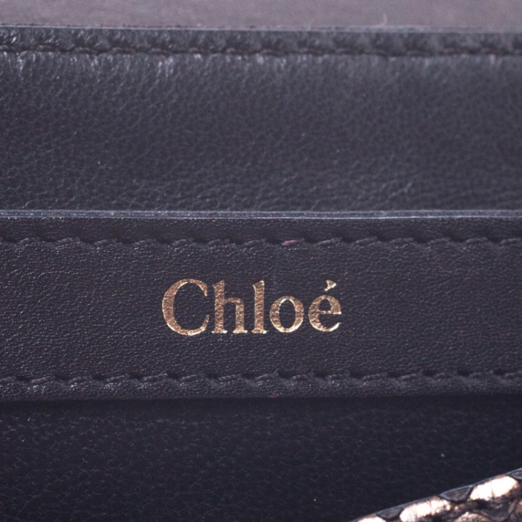 Pre Owned Chloe Bronze Python Leather Clutch