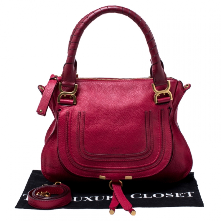 Pre Owned Chloe Red Leather Medium Marcie Shoulder Bag