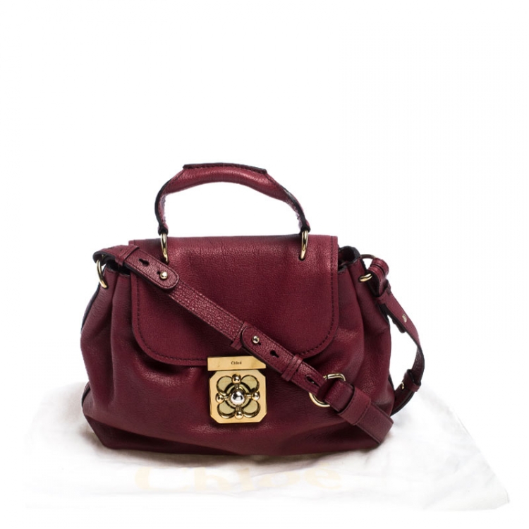 Pre Owned Chloe Burgundy Leather Elsie Top Handle Bag