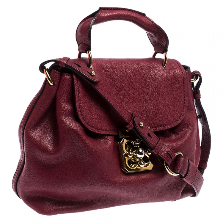 Pre Owned Chloe Burgundy Leather Elsie Top Handle Bag
