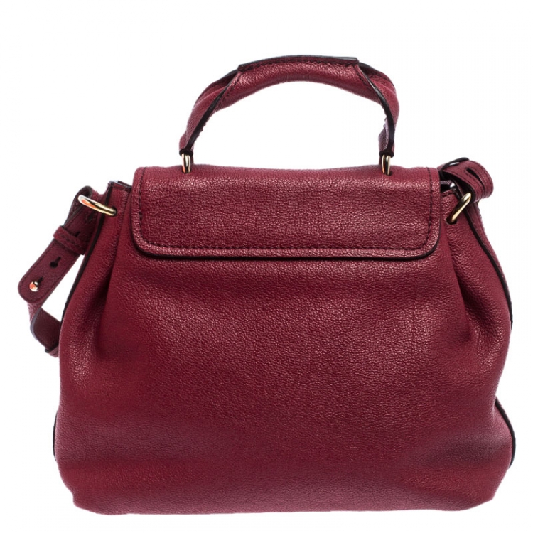 Pre Owned Chloe Burgundy Leather Elsie Top Handle Bag