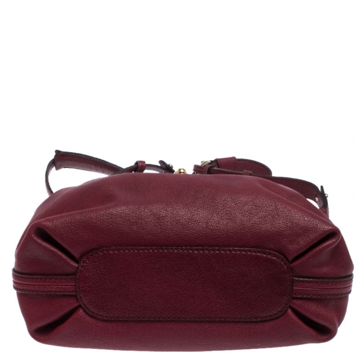 Pre Owned Chloe Burgundy Leather Elsie Top Handle Bag