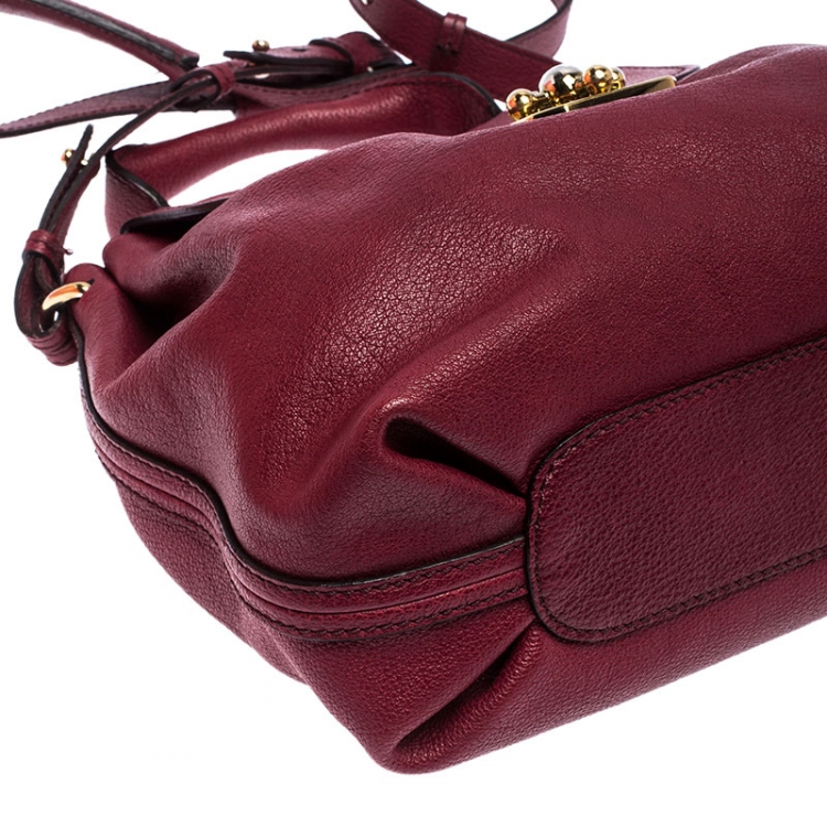 Pre Owned Chloe Burgundy Leather Elsie Top Handle Bag