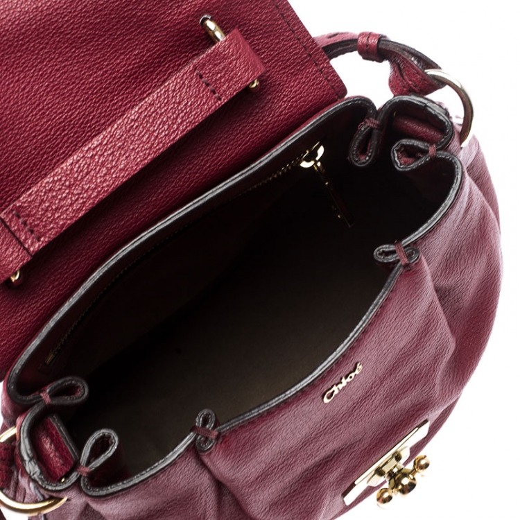 Pre Owned Chloe Burgundy Leather Elsie Top Handle Bag