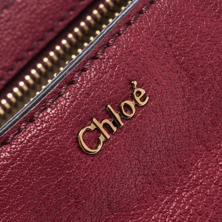 Pre Owned Chloe Burgundy Leather Elsie Top Handle Bag
