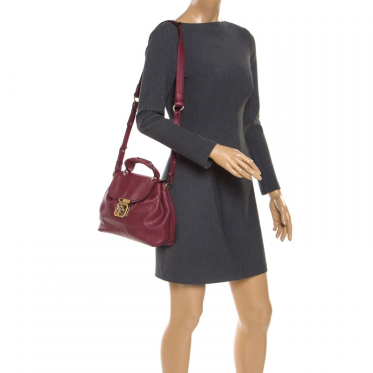 Pre Owned Chloe Burgundy Leather Elsie Top Handle Bag