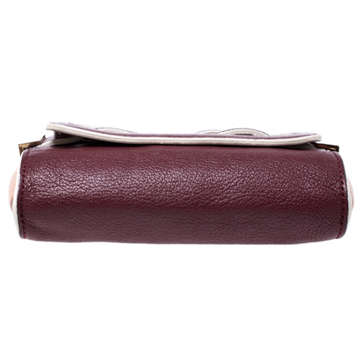 Pre Owned Chloe Burgundy/Peach Leather Elle Chain Clutch