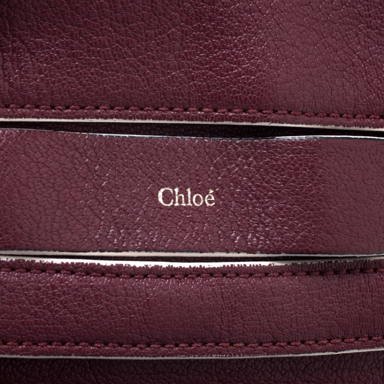 Pre Owned Chloe Burgundy/Peach Leather Elle Chain Clutch