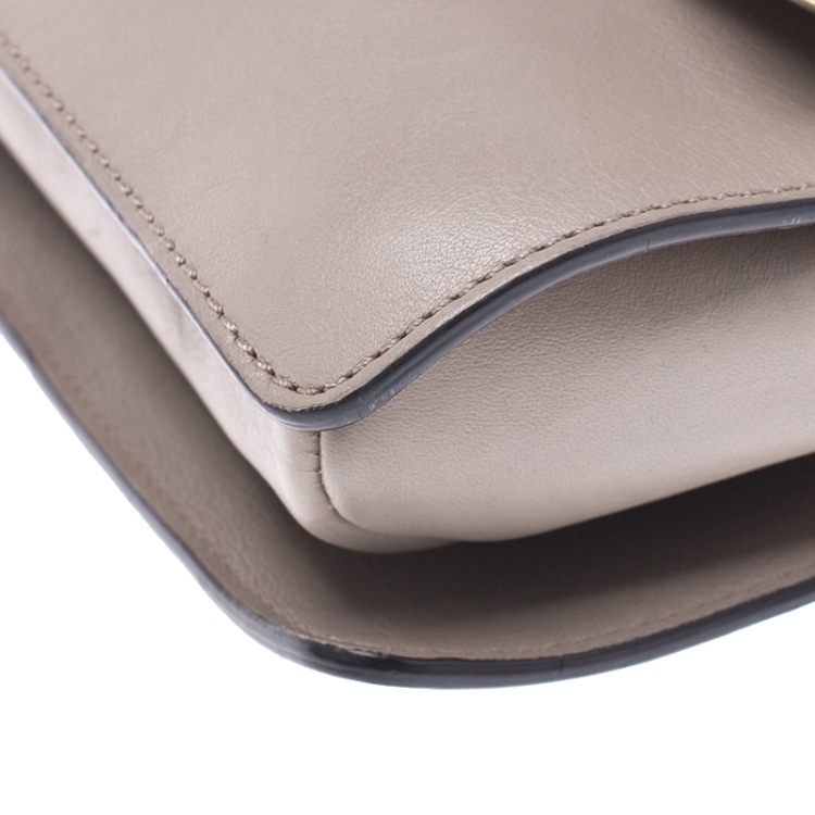 Pre Owned Chloe Taupe Leather and Suede Small Faye Shoulder Bag