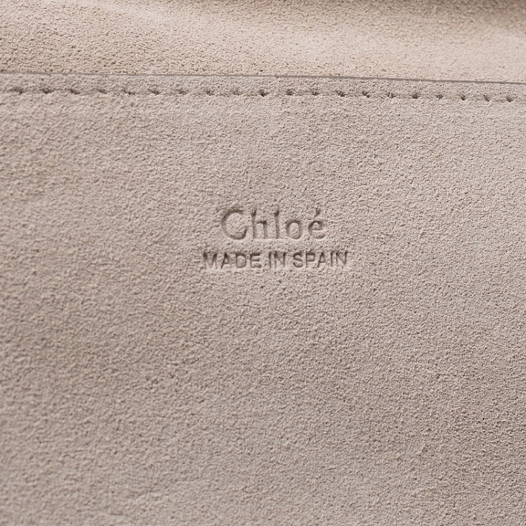 Pre Owned Chloe Taupe Leather and Suede Small Faye Shoulder Bag