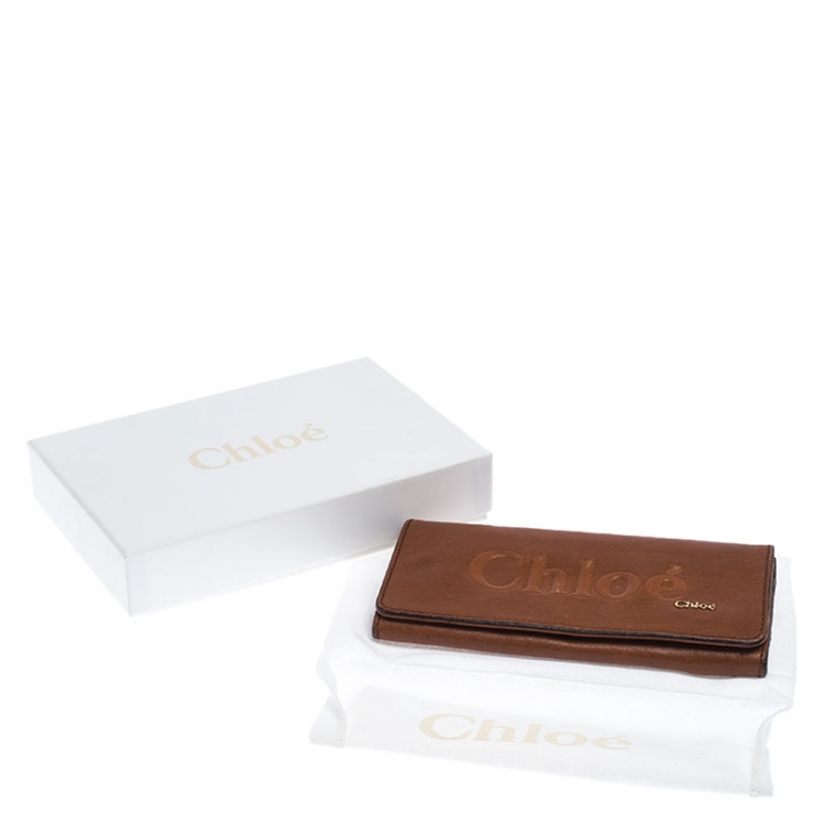 Pre Owned Chloe Tan Leather Flap Continental Wallet 