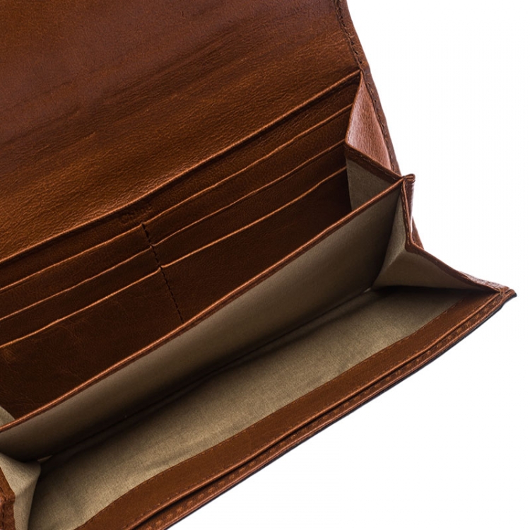 Pre Owned Chloe Tan Leather Flap Continental Wallet 