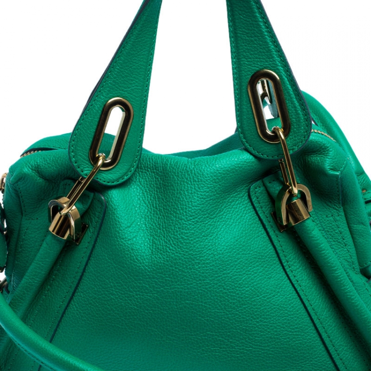 Pre Owned Chloe Green Leather Medium Paraty Shoulder Bag