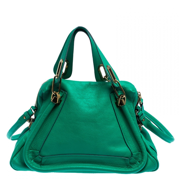 Pre Owned Chloe Green Leather Medium Paraty Shoulder Bag