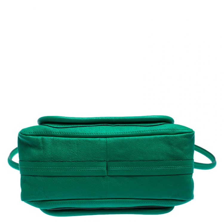 Pre Owned Chloe Green Leather Medium Paraty Shoulder Bag