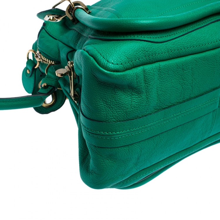 Pre Owned Chloe Green Leather Medium Paraty Shoulder Bag