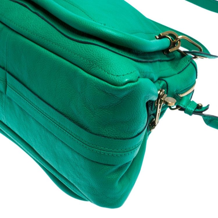 Pre Owned Chloe Green Leather Medium Paraty Shoulder Bag