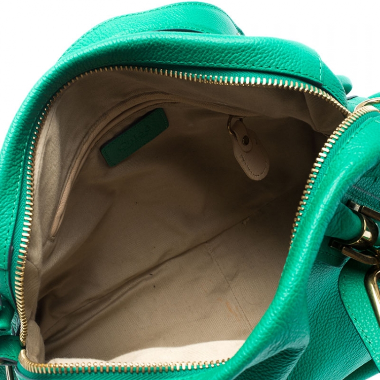 Pre Owned Chloe Green Leather Medium Paraty Shoulder Bag